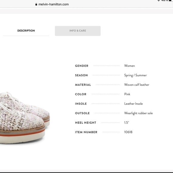 Melvin & Hamilton Pink Cyrene Woven Derby Lace Up Shoe 40 - Picture 12 of 12